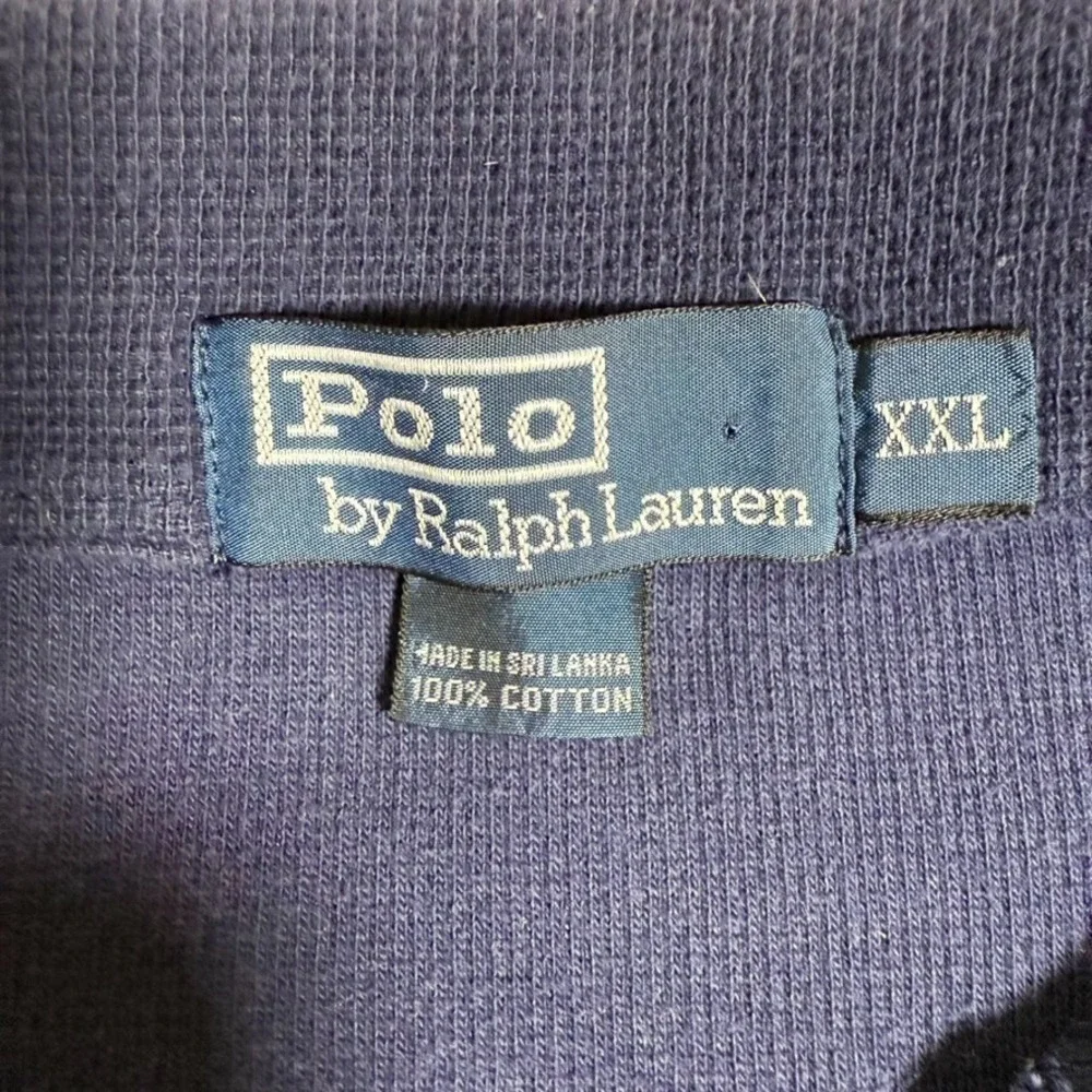 Polo Ralph Lauren Shirt Mens XXL Blue Striped Knit Sport Loop‎ Collar Preppy